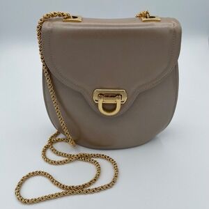 Frenchy of California Taupe Leather Shoulder Bag Gold‎ Chain Vintage Designer